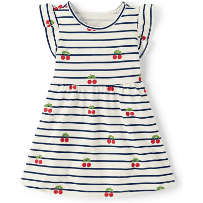The Children's Place Baby And Toddler Girls Print Flutter Dress Size 9-12 M White Cotton/Polyester The Children's Place Baby And Toddler Girls Print Flutter Dress Size 9-12 M White Cotton/Polyester