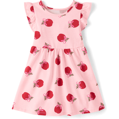 The Children's Place Baby And Toddler Girls Print Flutter Dress Size 2T Cotton/Polyester The Children's Place Baby And Toddler Girls Print Flutter Dress Size 2T Cotton/Polyester