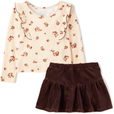The Children's Place Toddler Girls Floral 2-Piece Outfit Set Size 3T Brown Cotton/Polyester/Spandex The Children's Place Toddler Girls Floral 2-Piece Outfit Set Size 3T Brown Cotton/Polyester/Spandex