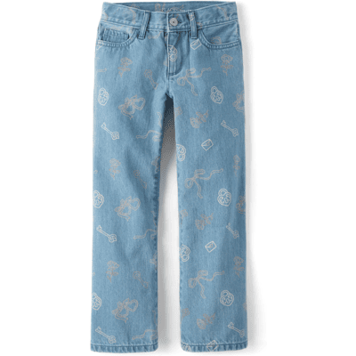 The Children's Place Girls Doodle Wide Leg Jeans Size 6 Blue 100% Cotton The Children's Place Girls Doodle Wide Leg Jeans Size 6 Blue 100% Cotton