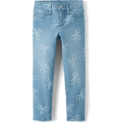 The Children's Place Girls Bow Pencil Jeans Size 8 Blue Cotton The Children's Place Girls Bow Pencil Jeans Size 8 Blue Cotton