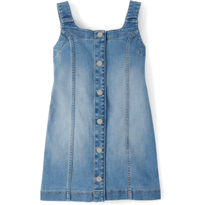 The Children's Place Girls Denim Shift Dress Size 4 Blue Cotton/Polyester The Children's Place Girls Denim Shift Dress Size 4 Blue Cotton/Polyester