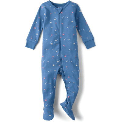 The Children's Place Baby And Toddler Girls Star Snug Fit Cotton Footed One Piece Pajamas Size 3T Blue The Children's Place Baby And Toddler Girls Star Snug Fit Cotton Footed One Piece Pajamas Size 3T Blue