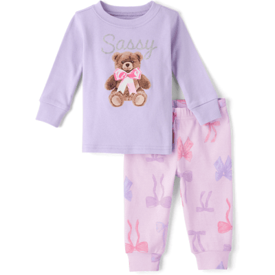 The Children's Place Baby And Toddler Girls Bear Snug Fit Cotton Pajamas Size 3T Purple The Children's Place Baby And Toddler Girls Bear Snug Fit Cotton Pajamas Size 3T Purple