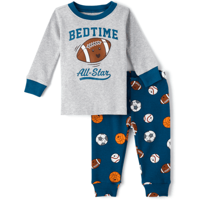 The Children's Place Baby And Toddler Boys Sports Snug Fit Cotton Pajamas Size 3T Blue The Children's Place Baby And Toddler Boys Sports Snug Fit Cotton Pajamas Size 3T Blue
