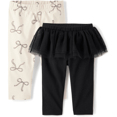 The Children's Place Baby Girls Bow Tutu Leggings 2-Pack Size 18-24 M Pink Cotton The Children's Place Baby Girls Bow Tutu Leggings 2-Pack Size 18-24 M Pink Cotton
