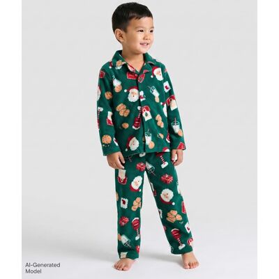 The Children's Place Baby And Toddler Matching Family Santa Letter Dream Fleece Button Front Pajamas Size 3T Green 100% Polyester Microfleece The Children's Place Baby And Toddler Matching Family Santa Letter Dream Fleece Button Front Pajamas Size 3T Green 100% Polyester Microfleece