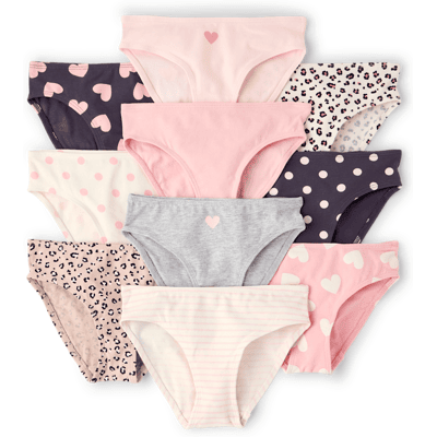 The Children's Place Girls Leopard Bikini Underwear 10-Pack Size 2XL (16) Cream Cotton/Spandex The Children's Place Girls Leopard Bikini Underwear 10-Pack Size 2XL (16) Cream Cotton/Spandex