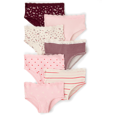 The Children's Place Girls Floral Ribbed Hipster Underwear 7-Pack Size XL (14) Cream Cotton/Spandex The Children's Place Girls Floral Ribbed Hipster Underwear 7-Pack Size XL (14) Cream Cotton/Spandex