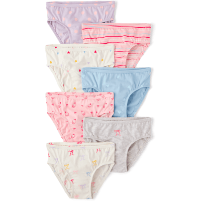 The Children's Place Toddler Girls Bow Brief Underwear 7-Pack Size 2T-3T Pink 100% Cotton The Children's Place Toddler Girls Bow Brief Underwear 7-Pack Size 2T-3T Pink 100% Cotton