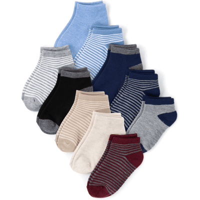 The Children's Place Toddler Boys Striped Ankle Socks 10-Pack Size 8T-11T Polyester/Spandex The Children's Place Toddler Boys Striped Ankle Socks 10-Pack Size 8T-11T Polyester/Spandex