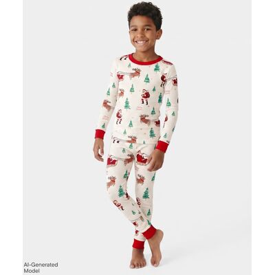 The Children's Place Kids Matching Family Santa Sleigh Snug Fit Cotton Pajamas Size 14 White The Children's Place Kids Matching Family Santa Sleigh Snug Fit Cotton Pajamas Size 14 White