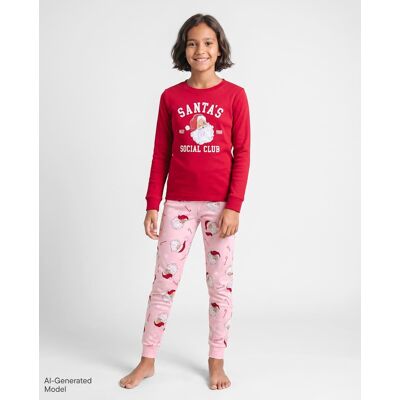 The Children's Place Girls Matching Family Santa's Social Club Snug Fit Cotton Pajamas Size 16 Pink The Children's Place Girls Matching Family Santa's Social Club Snug Fit Cotton Pajamas Size 16 Pink