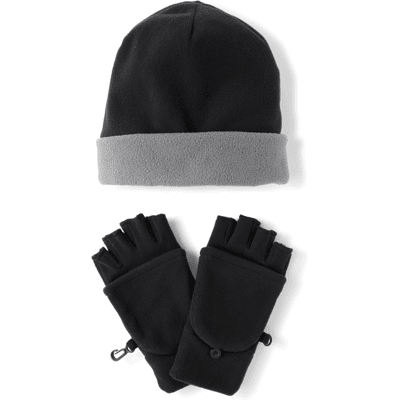 The Children's Place Boys Colorblock Microfleece 2-Piece Cold Weather Set Size 8+ Black The Children's Place Boys Colorblock Microfleece 2-Piece Cold Weather Set Size 8+ Black