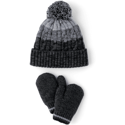 The Children's Place Toddler Boy Striped Cable Knit 2-Piece Cold Weather Set Size 12M - 24M Gray 100% Polyester Microfleece The Children's Place Toddler Boy Striped Cable Knit 2-Piece Cold Weather Set Size 12M - 24M Gray 100% Polyester Microfleece
