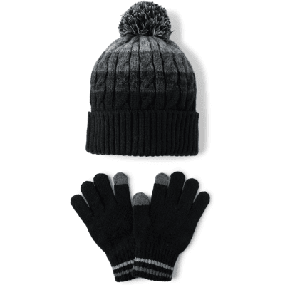 The Children's Place Boys Striped 2-Piece Cold Weather Set Size 8+ Gray The Children's Place Boys Striped 2-Piece Cold Weather Set Size 8+ Gray