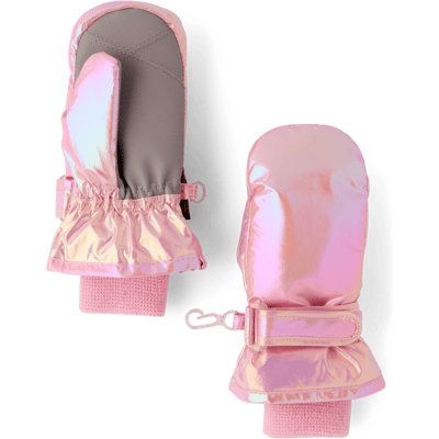 The Children's Place Toddler Girls Print Ski Mittens Size 12M - 24M Pink 100% Polyester Microfleece The Children's Place Toddler Girls Print Ski Mittens Size 12M - 24M Pink 100% Polyester Microfleece