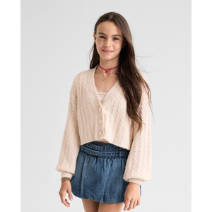 Sugar and Jade Tween Girls Chenille V Neck Cardigan   Size XL (16/18)   Cream