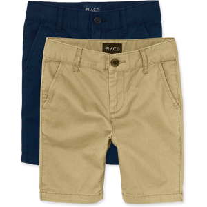 The Children's Place Boys Uniform Stretch Chino Shorts 2-Pack   Size 12H   Cotton/Polyester/Spandex