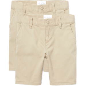 The Children's Place Girls Uniform Stretch Chino Shorts 2-Pack   Size 14P   Tan   Cotton