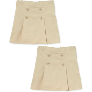 The Children's Place Girls Uniform Stretch Button Skort 2-Pack   Size 12   Tan   Cotton/Polyester/Spandex