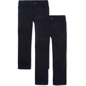 The Children's Place Boys Uniform Stretch Straight Chino Pants 2-Pack   Size 8   Blue   Cotton/Spandex