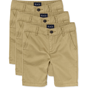 The Children's Place Boys Uniform Stretch Chino Shorts 3-Pack   Size 12S   Tan   Cotton/Polyester/Spandex