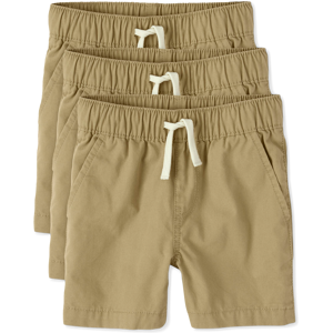The Children's Place Baby And Toddler Boys Pull On Jogger Shorts 3-Pack   Size 4T   Tan   100% Cotton