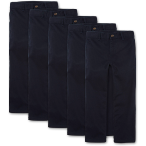 The Children's Place Boys Uniform Stretch Straight Chino Pants 5-Pack   Size 20H   Blue   Cotton/Spandex