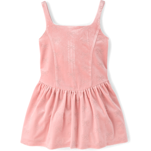The Children's Place Girls Glitter Bow Velour Bubble Dress   Size 8   Pink