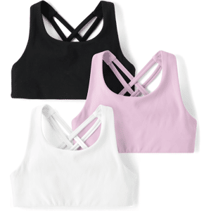 The Children's Place Girls Quick Dry Sports Bra 3-Pack Size Medium (7/8) Black Nylon/Spandex The Children's Place Girls Quick Dry Sports Bra 3-Pack Size Medium (7/8) Black Nylon/Spandex
