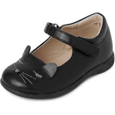 The Children's Place Toddler Girls Embroidered Cat Mary Jane Shoes Size 11T Black The Children's Place Toddler Girls Embroidered Cat Mary Jane Shoes Size 11T Black