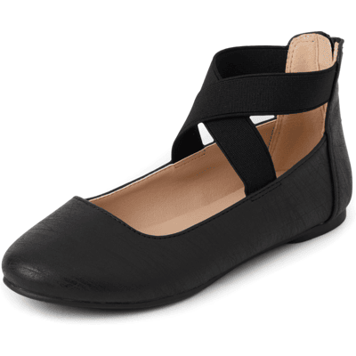 The Children's Place Girls Cross Strap Ballet Flats Size YOUTH 11 Black The Children's Place Girls Cross Strap Ballet Flats Size YOUTH 11 Black