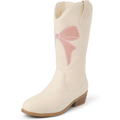 The Children's Place Girls Embroidered Bow Cowgirl Boots Size YOUTH 11 Gray 100% Faux Leather The Children's Place Girls Embroidered Bow Cowgirl Boots Size YOUTH 11 Gray 100% Faux Leather
