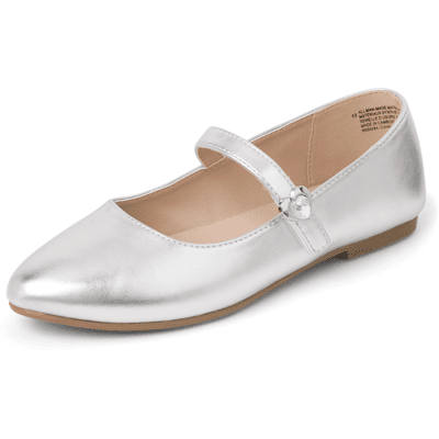 The Children's Place Girls Heart Stud Ballet Flats Size YOUTH 1 Metallic 100% Faux Leather The Children's Place Girls Heart Stud Ballet Flats Size YOUTH 1 Metallic 100% Faux Leather