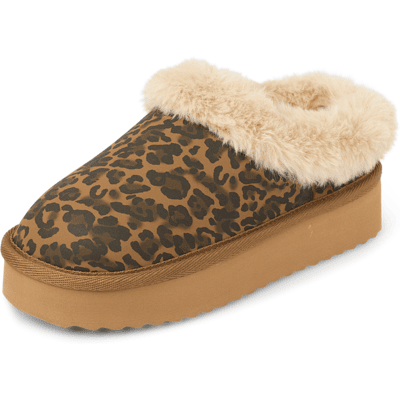 The Children's Place Girls Leopard Platform Teddy Slip Ons Size YOUTH 13 Tan The Children's Place Girls Leopard Platform Teddy Slip Ons Size YOUTH 13 Tan