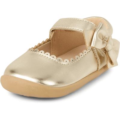 The Children's Place Baby And Toddler Girls Metallic Bow First Steps Mary Jane Shoes Size 6T 100% Faux Leather The Children's Place Baby And Toddler Girls Metallic Bow First Steps Mary Jane Shoes Size 6T 100% Faux Leather