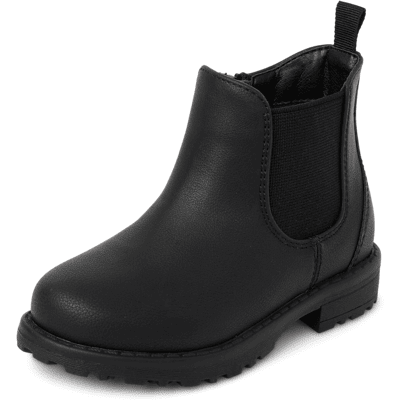 The Children's Place Toddler Boys Chelsea Boots Size 9T Black 100% Faux Leather The Children's Place Toddler Boys Chelsea Boots Size 9T Black 100% Faux Leather