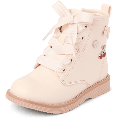 The Children's Place Toddler Girls Charm Stud Lace Up Boots Size 7T 100% Faux Leather The Children's Place Toddler Girls Charm Stud Lace Up Boots Size 7T 100% Faux Leather