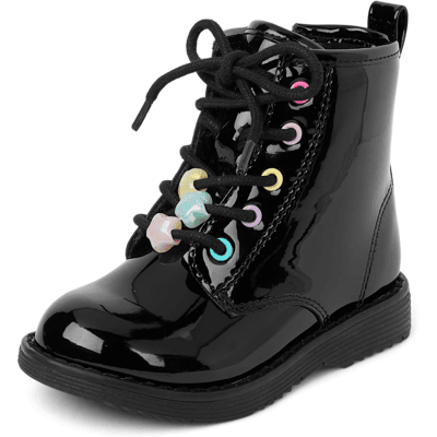 The Children's Place Toddler Girls Beaded Boots Size 8T Black 100% Faux Leather The Children's Place Toddler Girls Beaded Boots Size 8T Black 100% Faux Leather