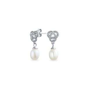 Pearl Bridal White Teardrop Dangle Imitation Pearl Earrings Sterling Silver None White Simulated Pearl Rhodium Plated Silver
