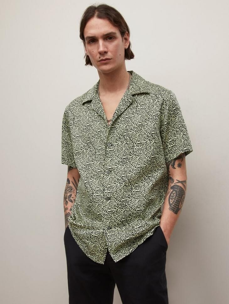 John Varvatos DANNY CAMP SHIRT LIME LIGHT XS male