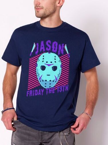 Sun Game Over Jason Voorhees Costume Accessory T Shirt - Friday the 13th by Spirit Halloween - NAVY - 2X