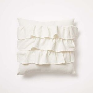 thro Bella Ruffle Pillow - White   Bedding