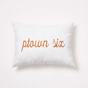 elegant linen Custom Embroidered Script Pillow - White Orange   Bedding