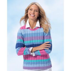 Appleseeds Women's Stripe Cable Sweater - Multi - PXL - Petite
