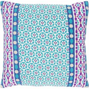 "Blairgowrie 22"" Square Cotton Ivory/Teal/Aqua/Cream/Denim/Magenta/Plum/Rust/Sage/Brick Red Lumbar Pillow - Hauteloom"