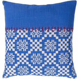 "Hockliffe 20"" Square Modern Cotton Blue/Ivory/Red Throw Pillow - Hauteloom"