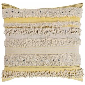 "Rembrandt 18"" Square Cotton Black/Bright Yellow/Light Beige/Oatmeal/Beige/Yellow Throw Pillow - Hauteloom"