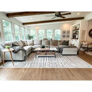 "Greig 6'7"" Square Black/Light Gray/Medium Gray/Charcoal/Off White Area Rug - Hauteloom"